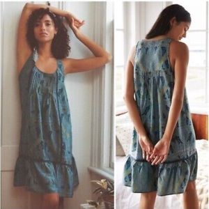 Anthropologie Tiny Moonrise Ruffled Mini Dress in Blue/Green, S, NWTs